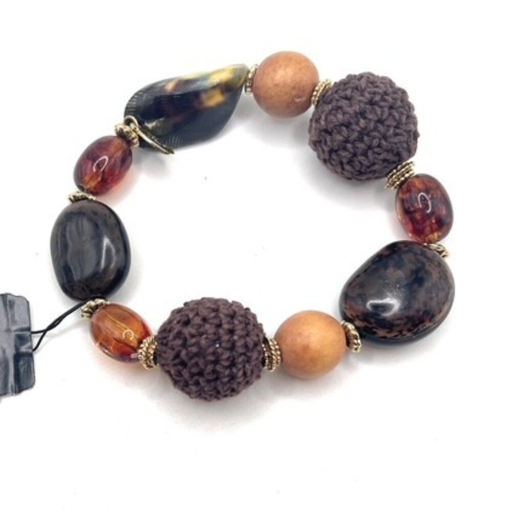 Cookie Lee Genuine Shell & Crochet Beads Stretch Bracelet (D31) 27194